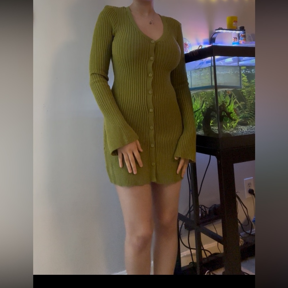 Princess Polly Olive Ribbed Cardigan